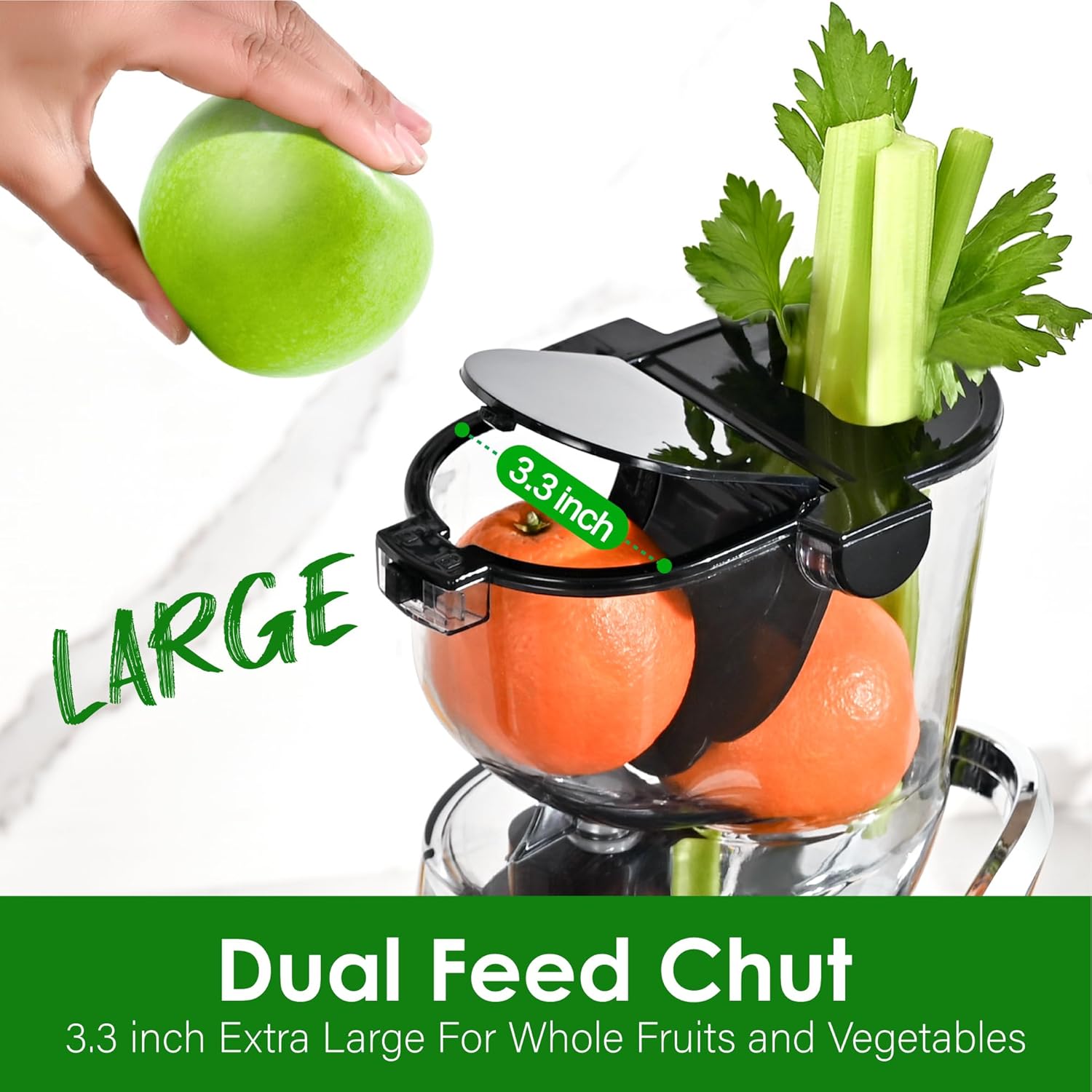 🎉⚡Hot Sale⚡Cold Press Juicer Machines, Kitchen in the Box Slow Masticating Juicers Machine,3.26inch Large Wide Feed Chute Fit Whole Fruits & Vegetables,BPA Free,Easy to Clean (Bright Black)