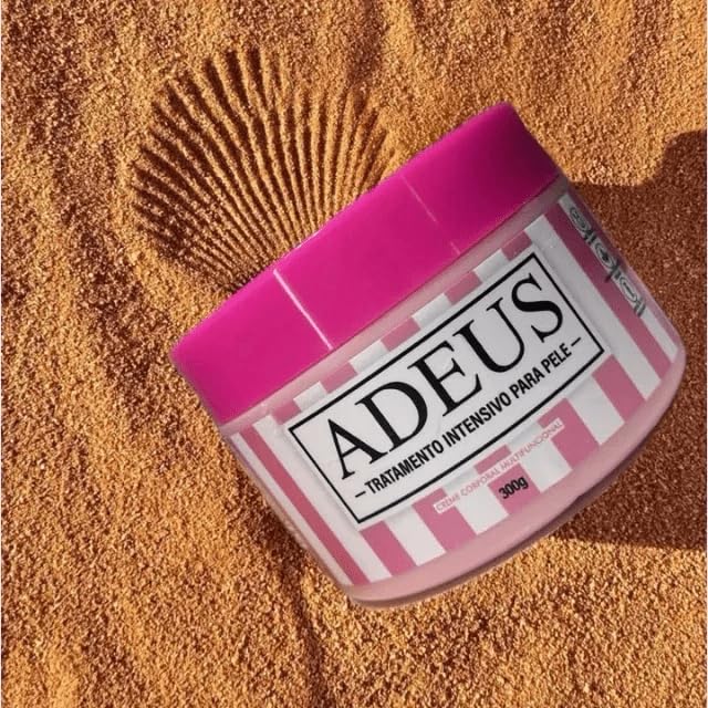 Adeus Crema Brasileña – Crema Rosa Anti-Estrías con Árnica, Jengibre, Cafeína y Té Verde – 300g