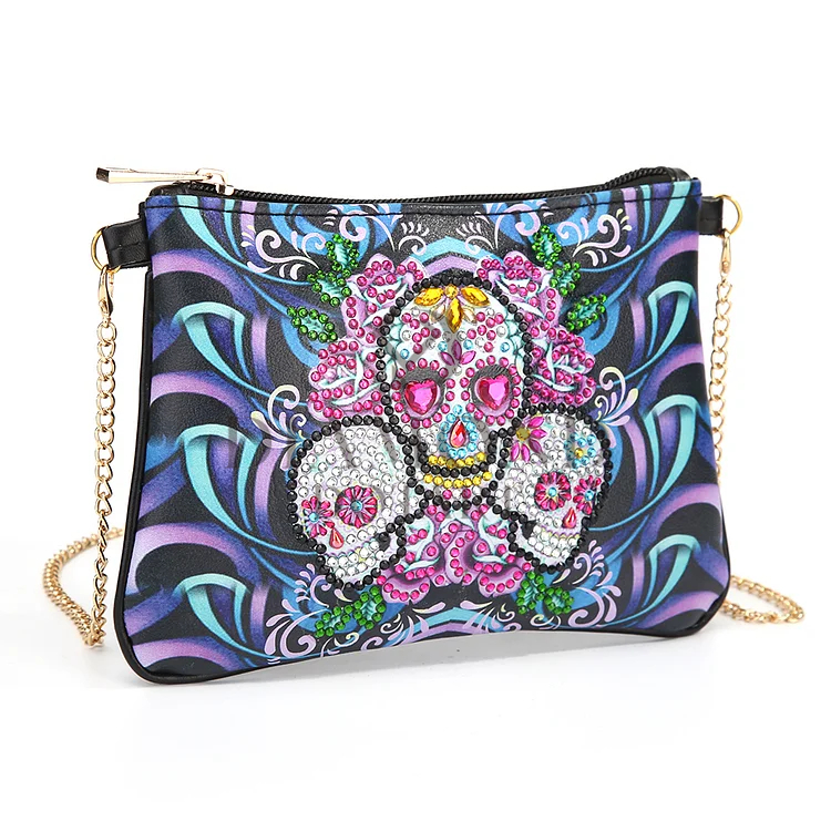 DIY Diamond Painting Leather Bag - Skull
