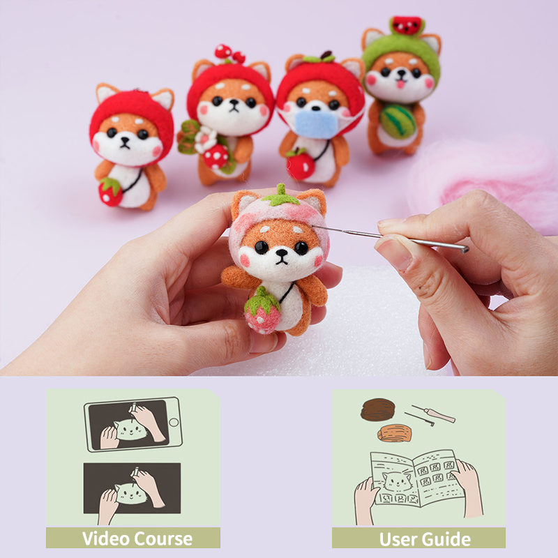 FeltingJoy - Cute Shiba Inu Needle Felting Kit - Mushroom