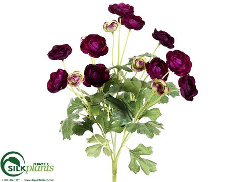 Silk Plants Direct Mini Ranunculus Bush - Pink - Pack of 12