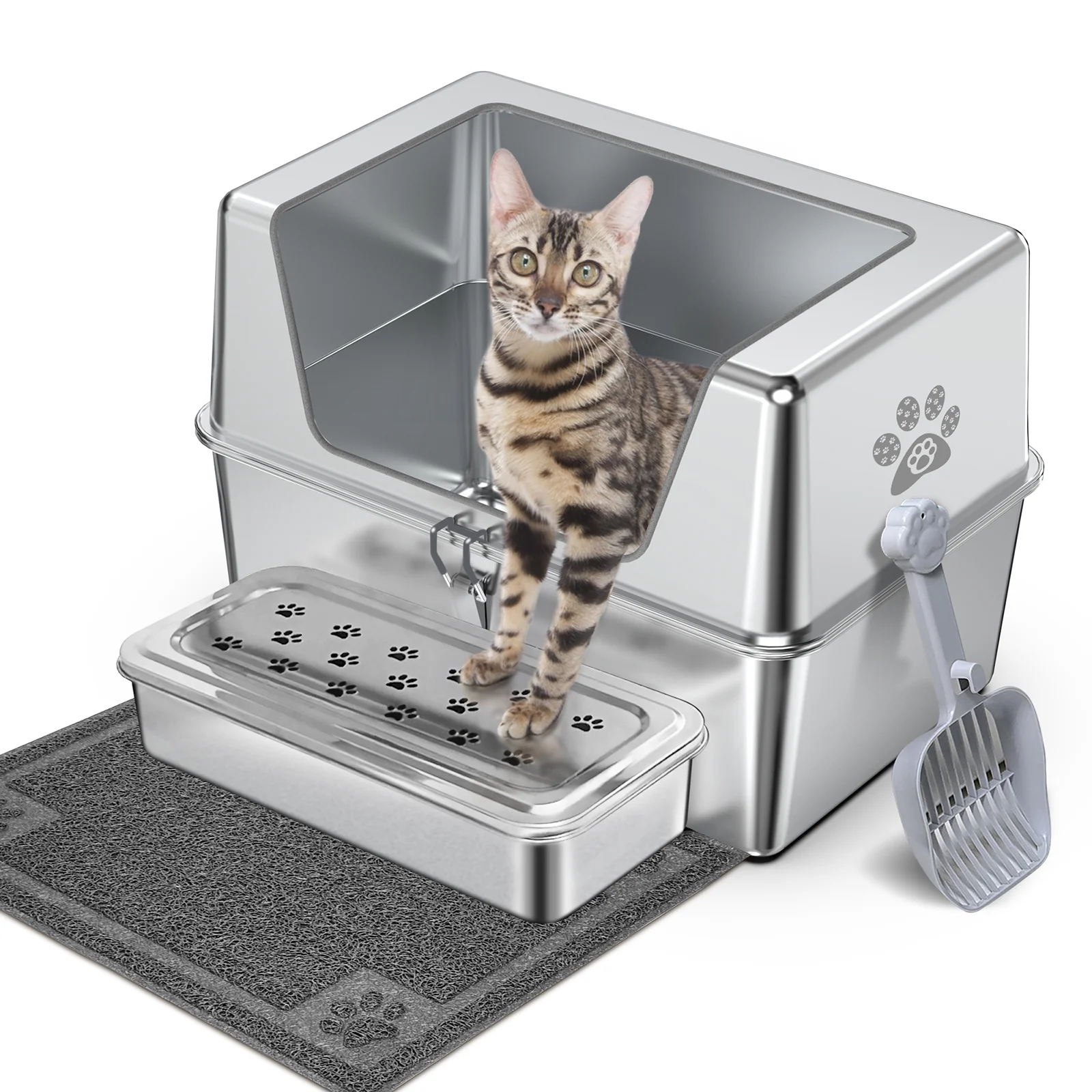 【Special Sale】Cat Litter Box with Lid - Wide Edge Opening