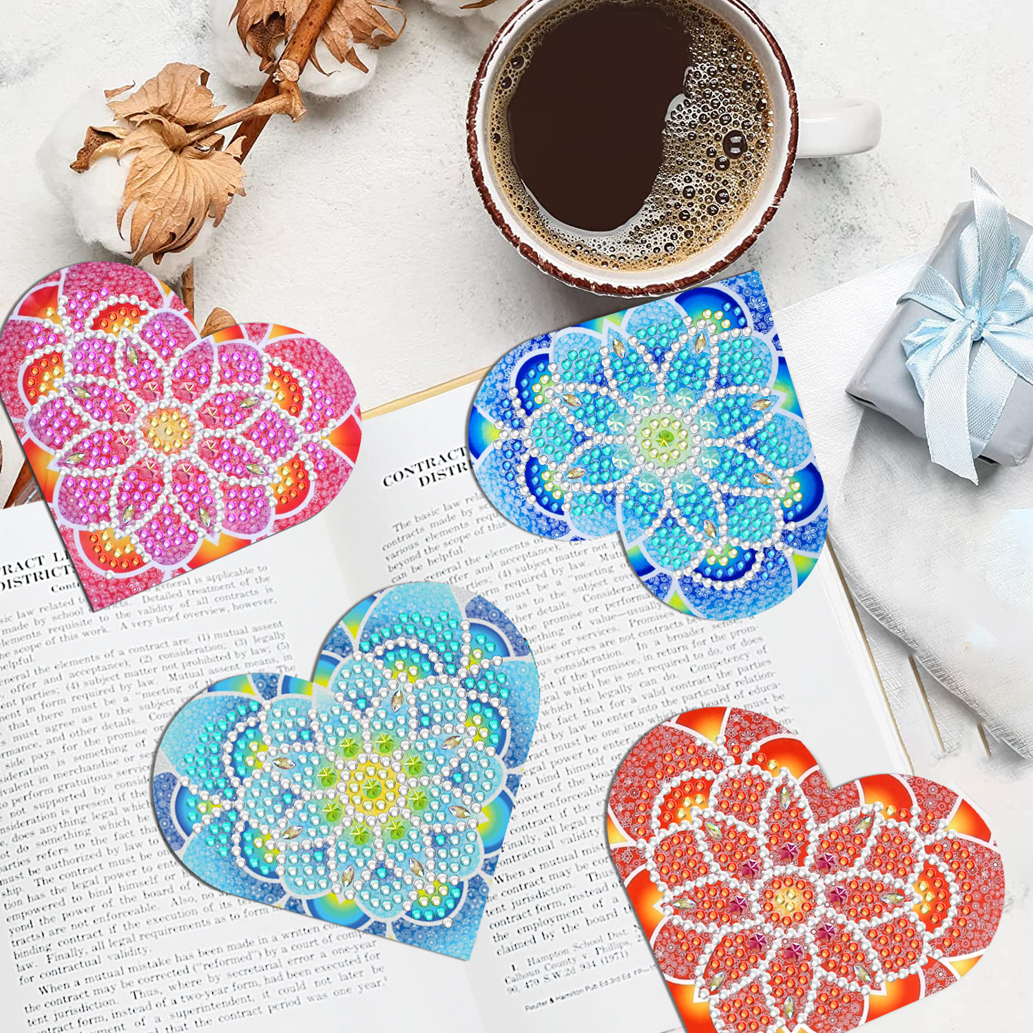 DIY Diamond Painting  Corner Bookmark - 4 Pcs Mandalas D