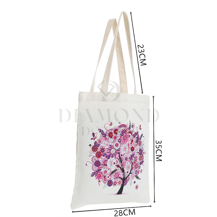 DIY Diamond Painting Canvas Tote Bag - Purple Tree