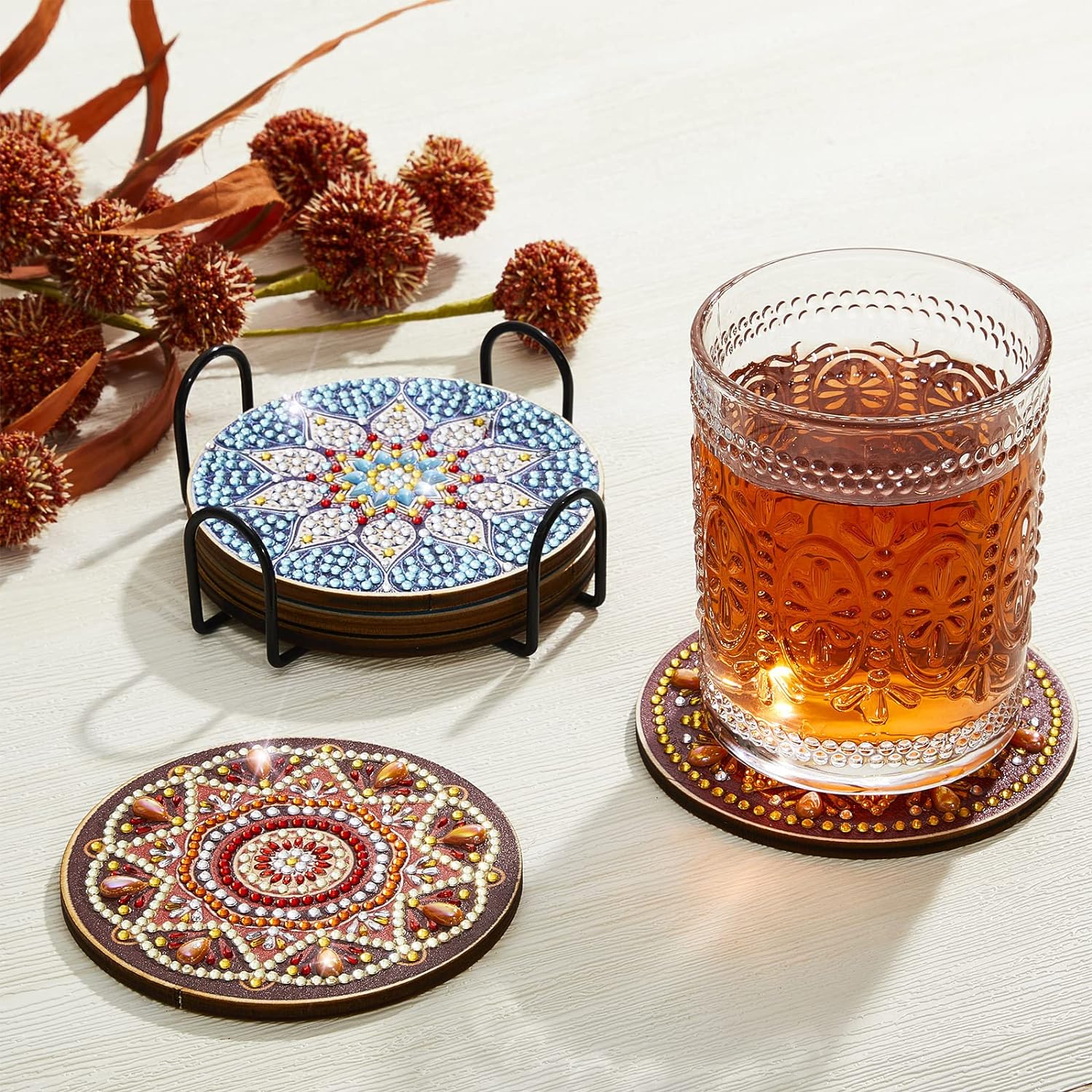 DIY Mandala N Diamond Painting Coasters