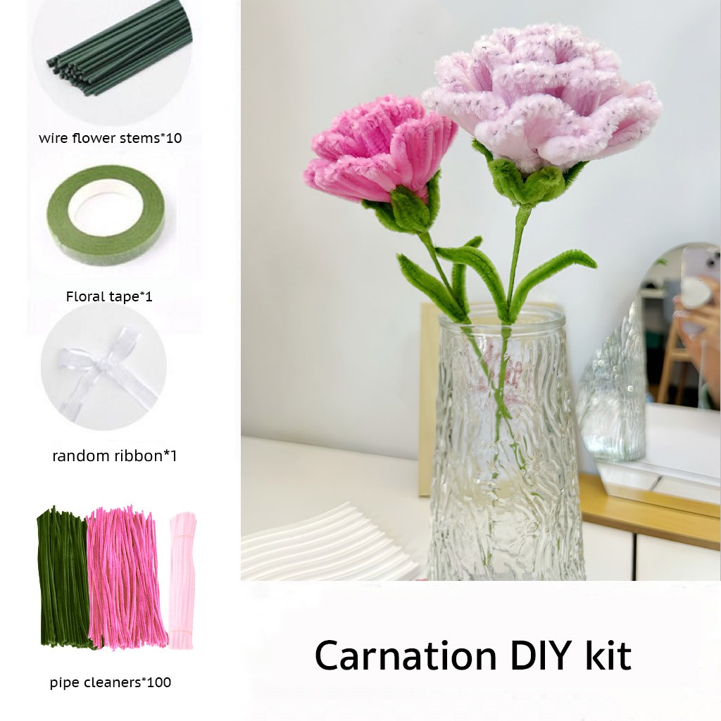 DIY Pipe Cleaners Kit - Noble Carnation - Expressing Endless Love And Perfect Tribute For Your Dearest One!