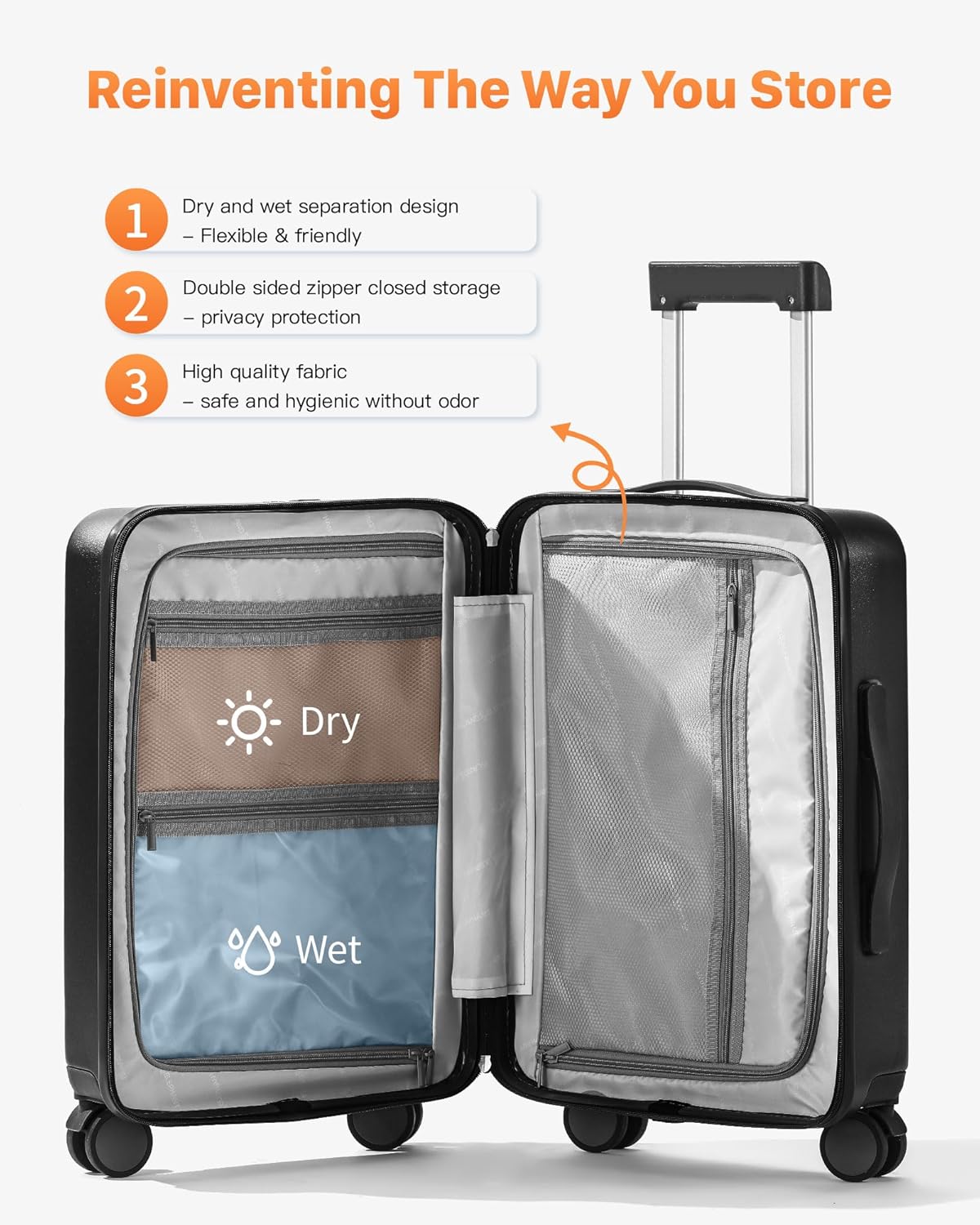 20 IN Carry On Luggage 22x14x9 Airline Approved - Front Pocket Hardside Travel Suitcase Unbreakable