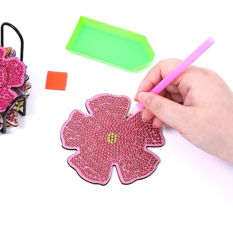 DIY Flower H Diamond Painting Coasters