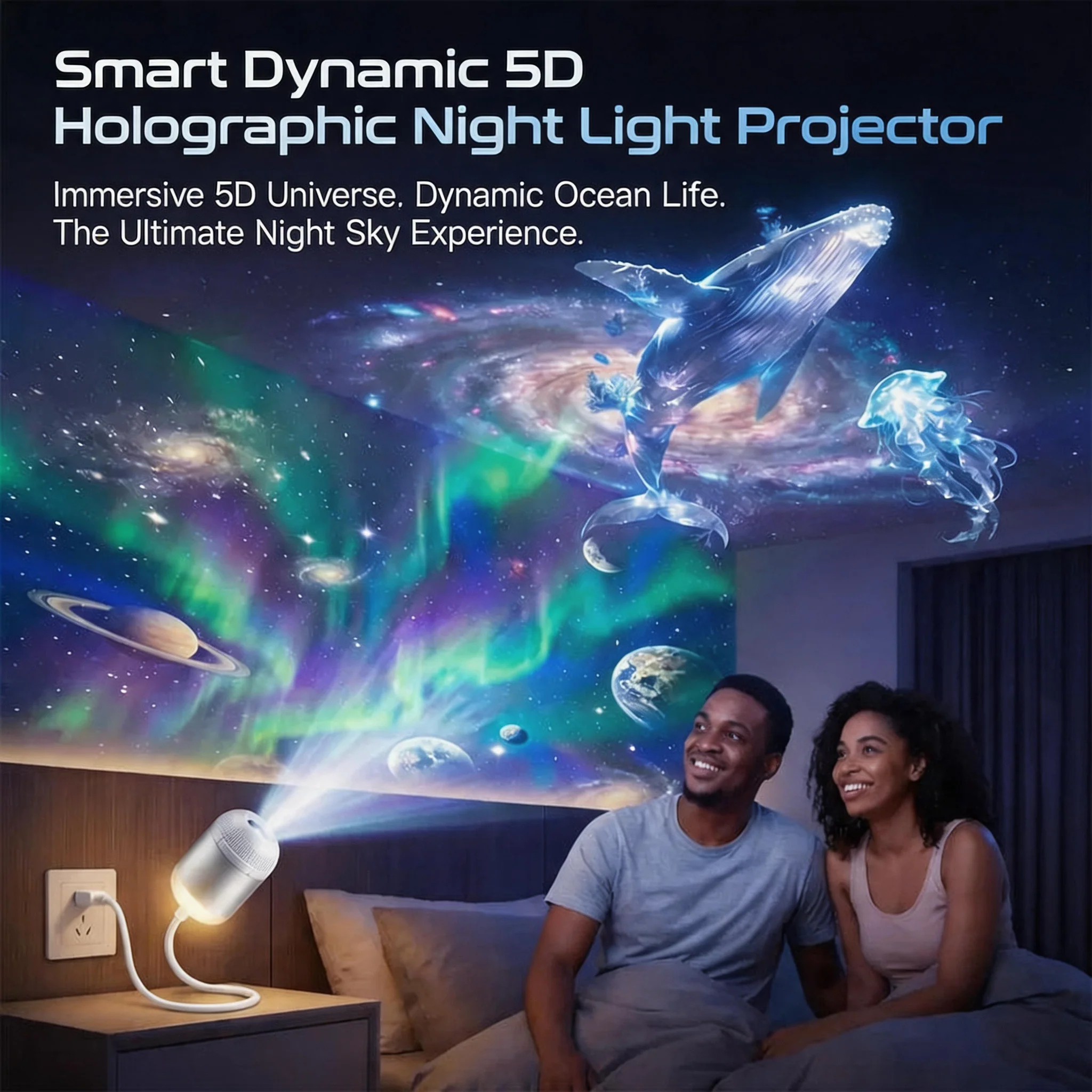 Immersive 5D Galaxy Night Light Projector – Transform Any Room Into a Dreamlike Star & Ocean World