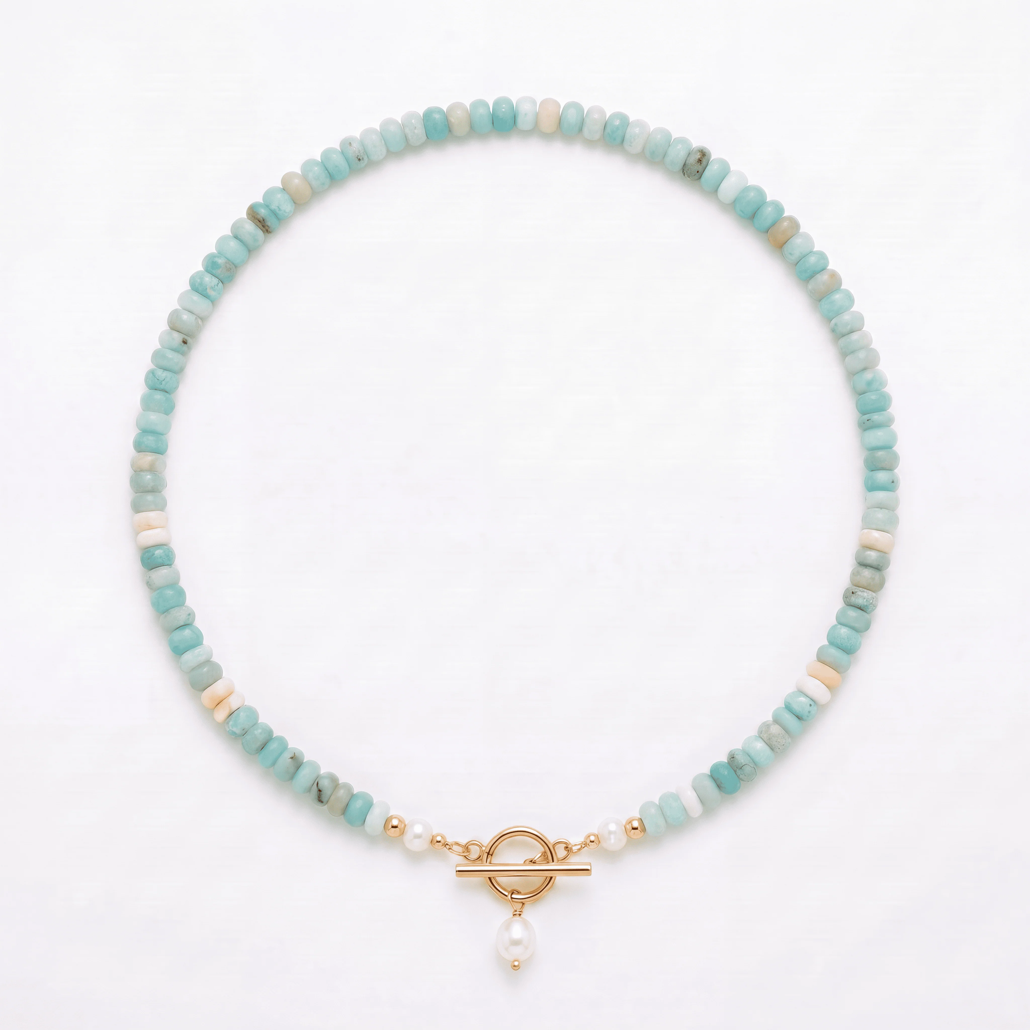 Turquoise Bead Pearl Necklace