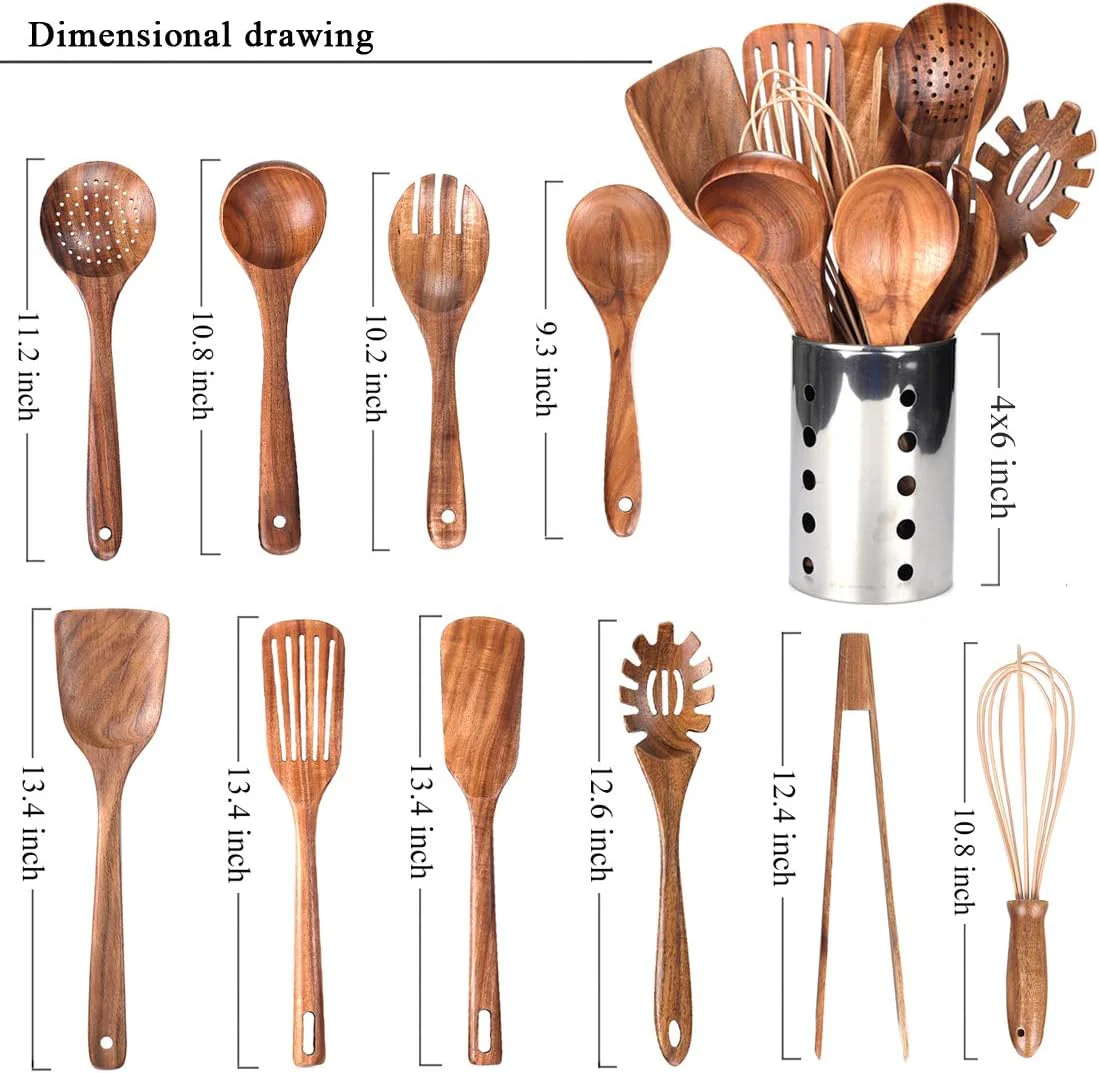 10-Piece Wooden Cooking Utensils Set