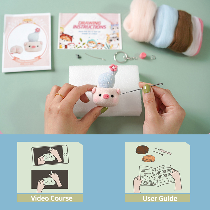FeltingJoy - Succulent Potted Plant Needle Felting Kit - Fox