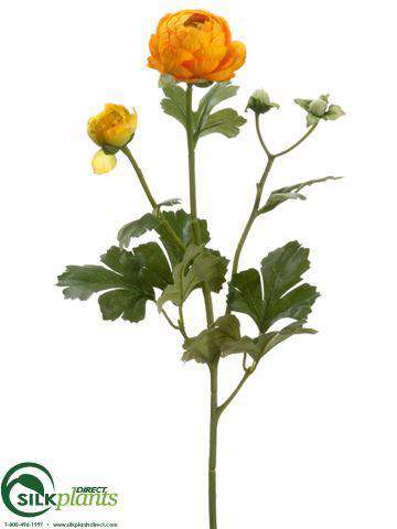 Silk Plants Direct Ranunculus Spray - Yellow - Pack of 12