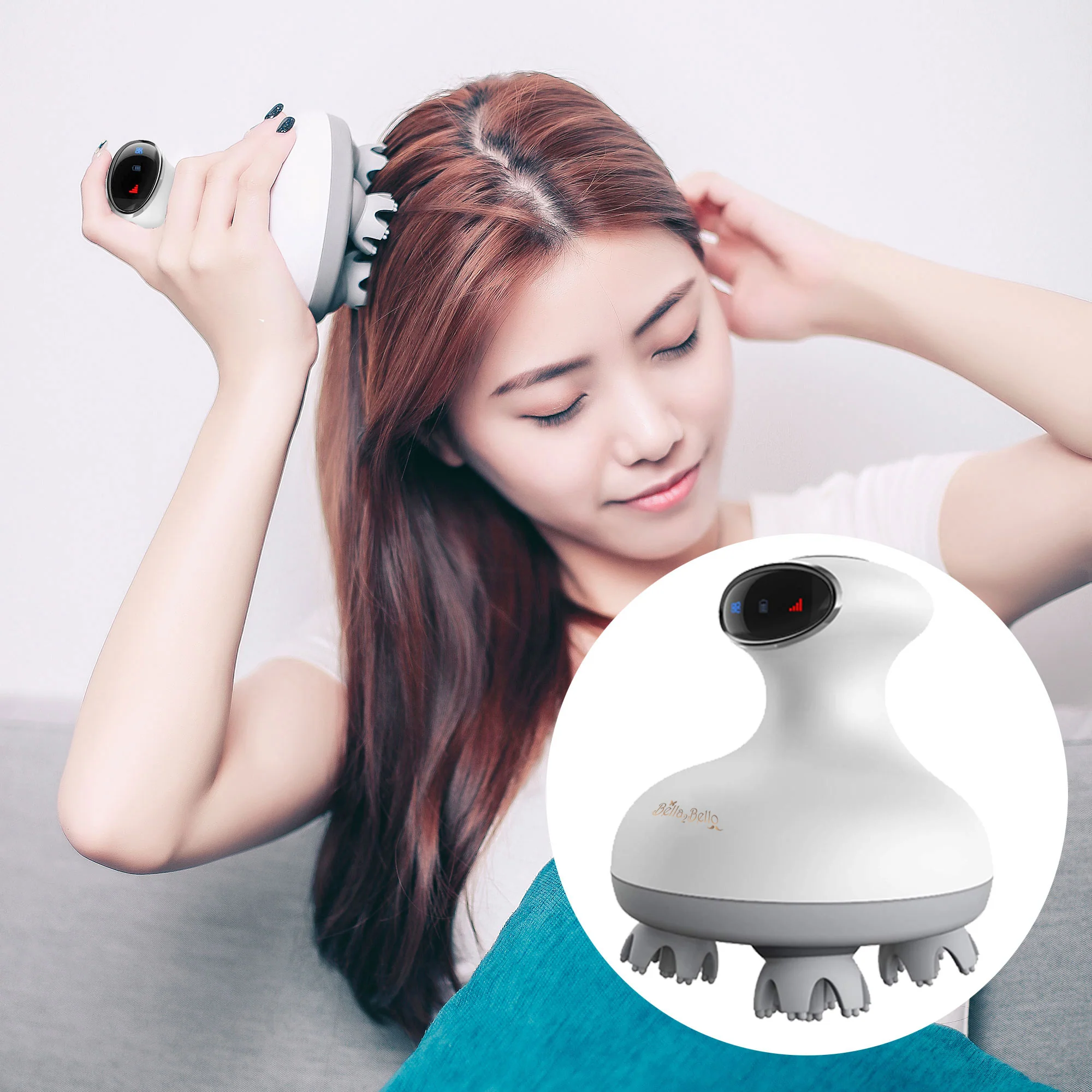 Bella Armona Electric Wireless Portable 3D Vibrating Head Scalp and Body Massager