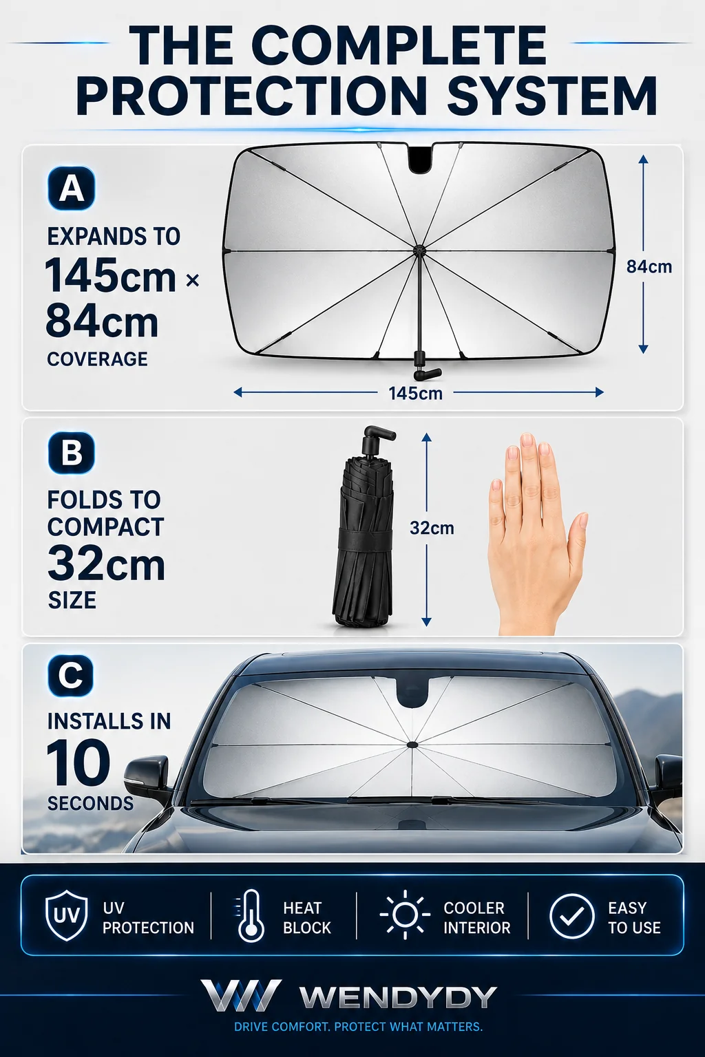 🔥Last Day 50% OFF - 2026 Upgraded Car Windshield Sun Shade Umbrella