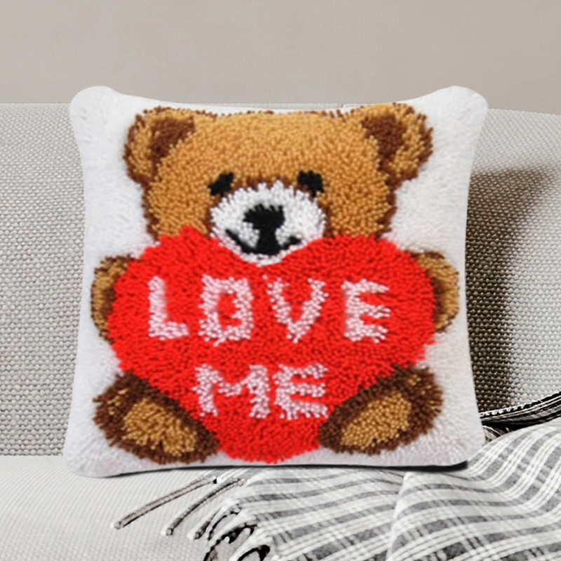 Bear Pillowcase Latch Hook Kits for Beginners