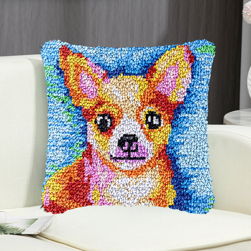 Chihuahua Dog Pillowcase Latch Hook Kit for Beginner