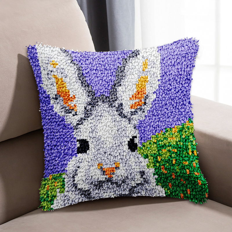 White Rabbit Pillowcase Latch Hook Kits for Beginner