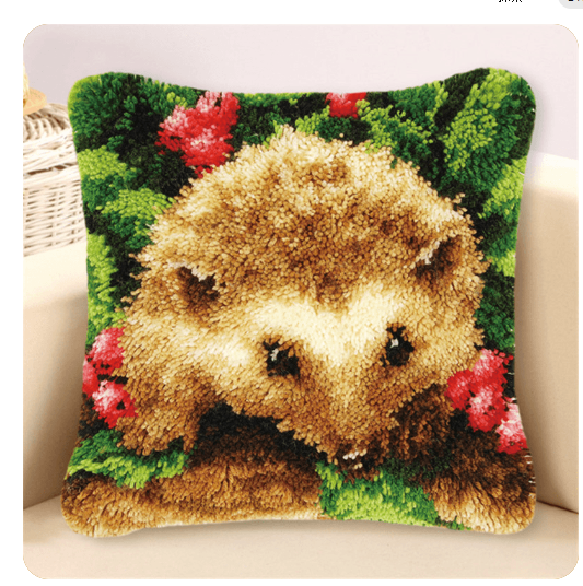Hedgehog Pillowcase Latch Hook Kits for Beginner
