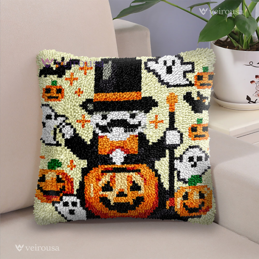 Halloween Magician Pillowcase Latch Hook Kits for Adult, Beginner and Kid
