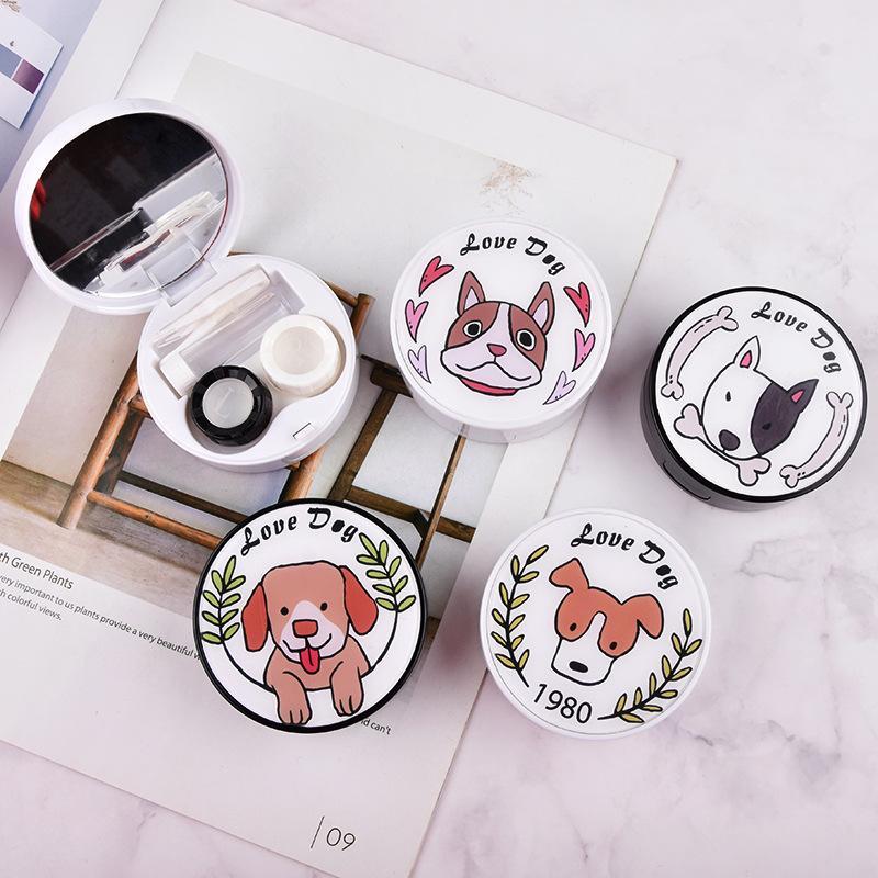 Round Acrylic Patch Cute Dog Contact Lens Case - NEBULALENS