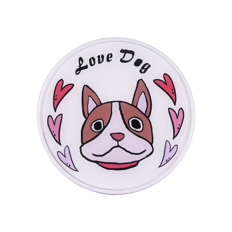 Round Acrylic Patch Cute Dog Contact Lens Case - NEBULALENS
