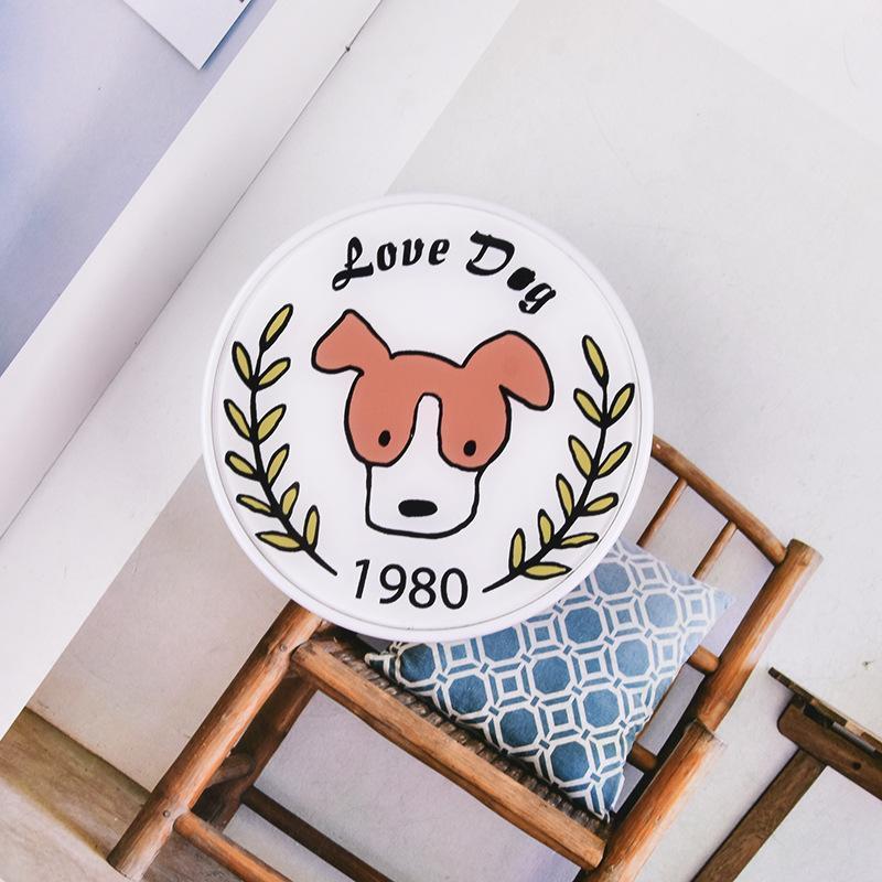 Round Acrylic Patch Cute Dog Contact Lens Case - NEBULALENS