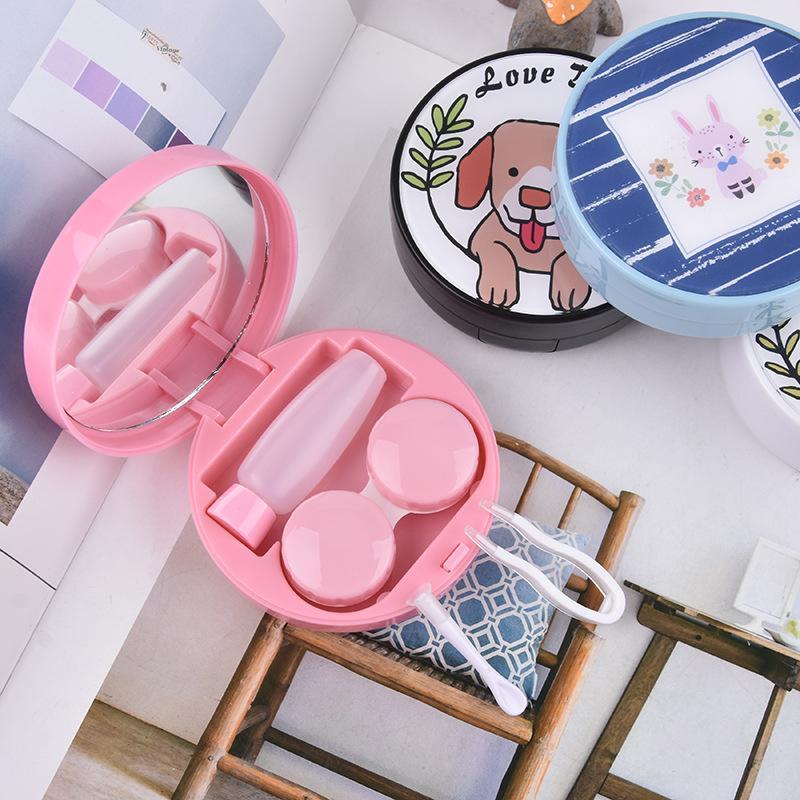 Round Acrylic Patch Cute Dog Contact Lens Case - NEBULALENS