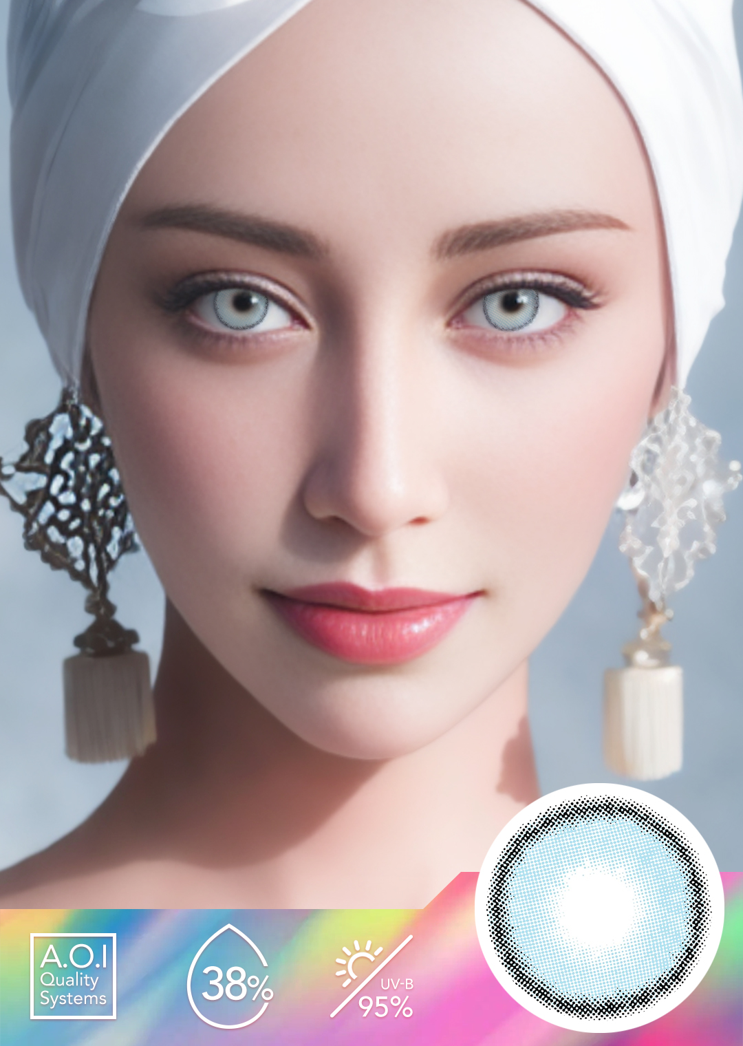 NEBULALENS Mint Blue Yearly Prescription Colored Contact Lenses - NEBULALENS