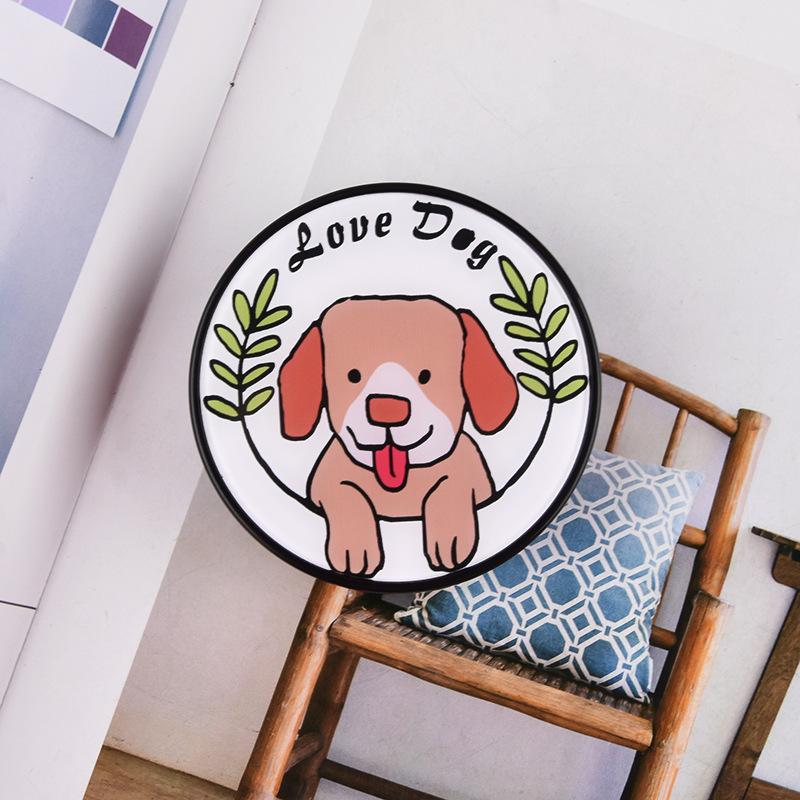 Round Acrylic Patch Cute Dog Contact Lens Case - NEBULALENS