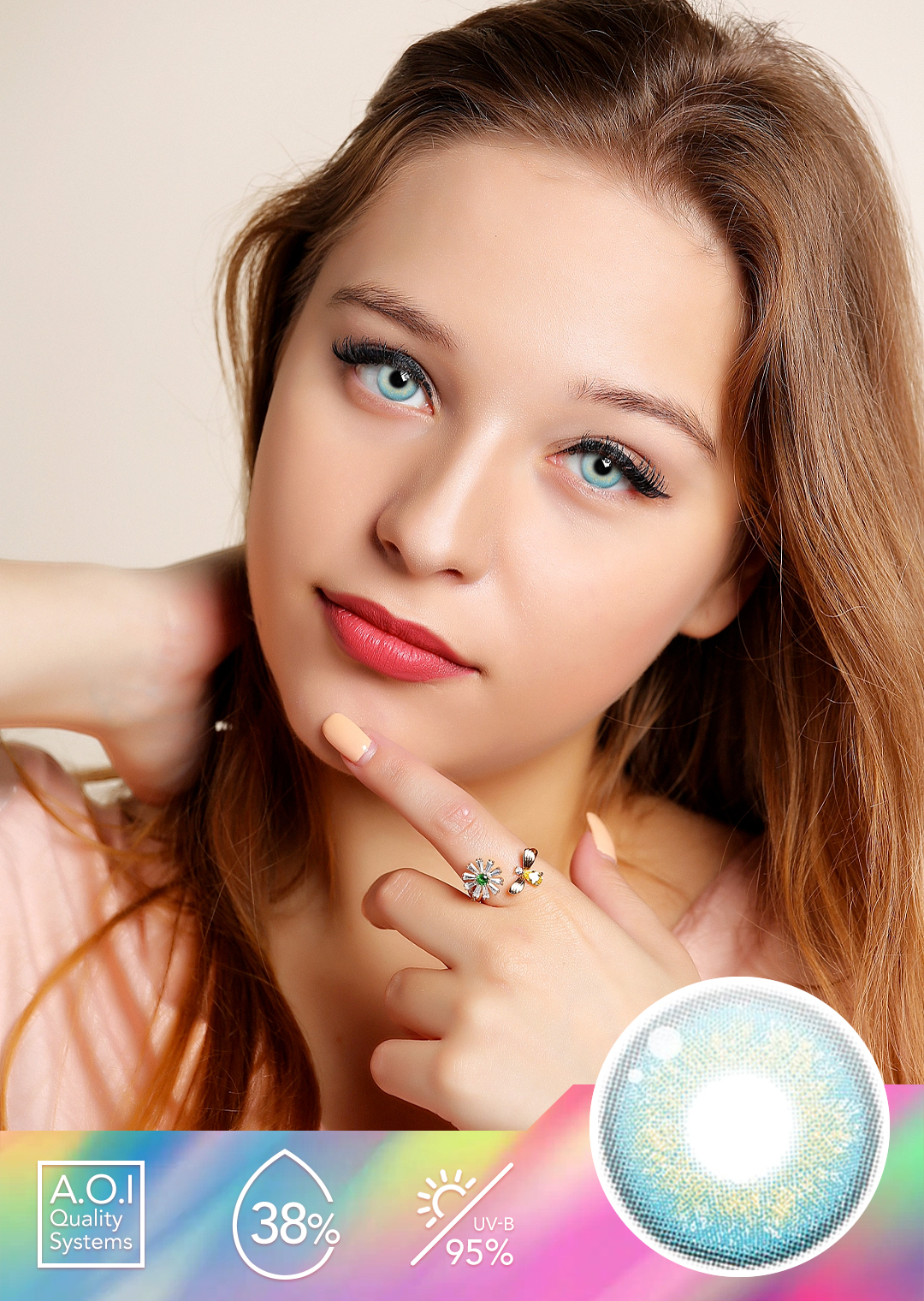 NEBULALENS Russian Girl Bule Yearly Prescription Colored Contact Lenses - NEBULALENS