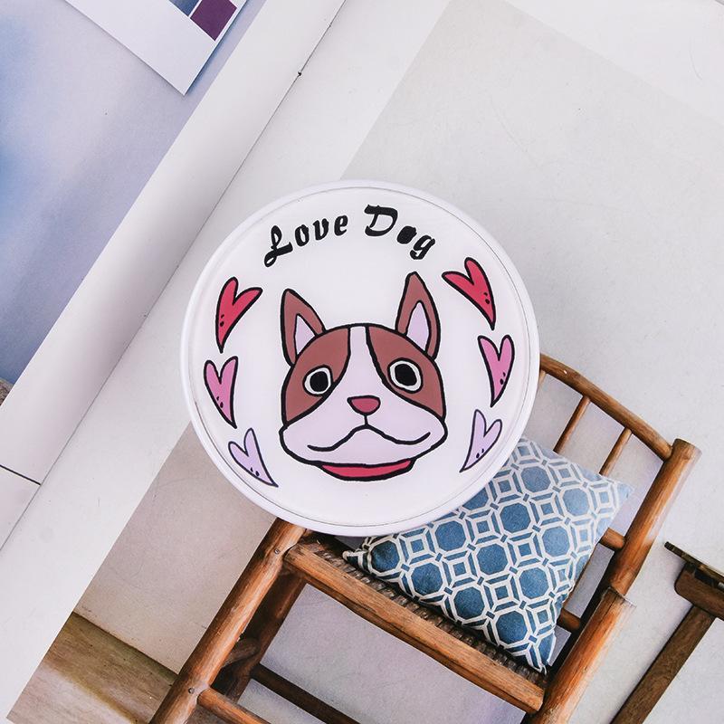 Round Acrylic Patch Cute Dog Contact Lens Case - NEBULALENS