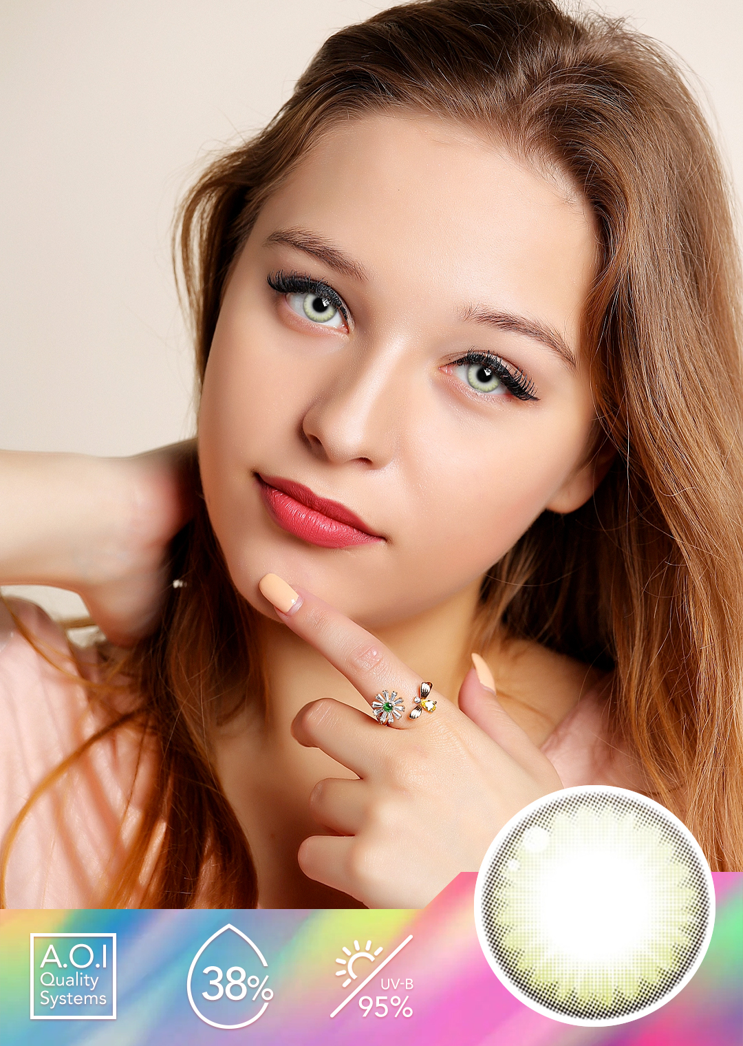 NEBULALENS Louis Green Yearly Prescription Colored Contact Lenses - NEBULALENS