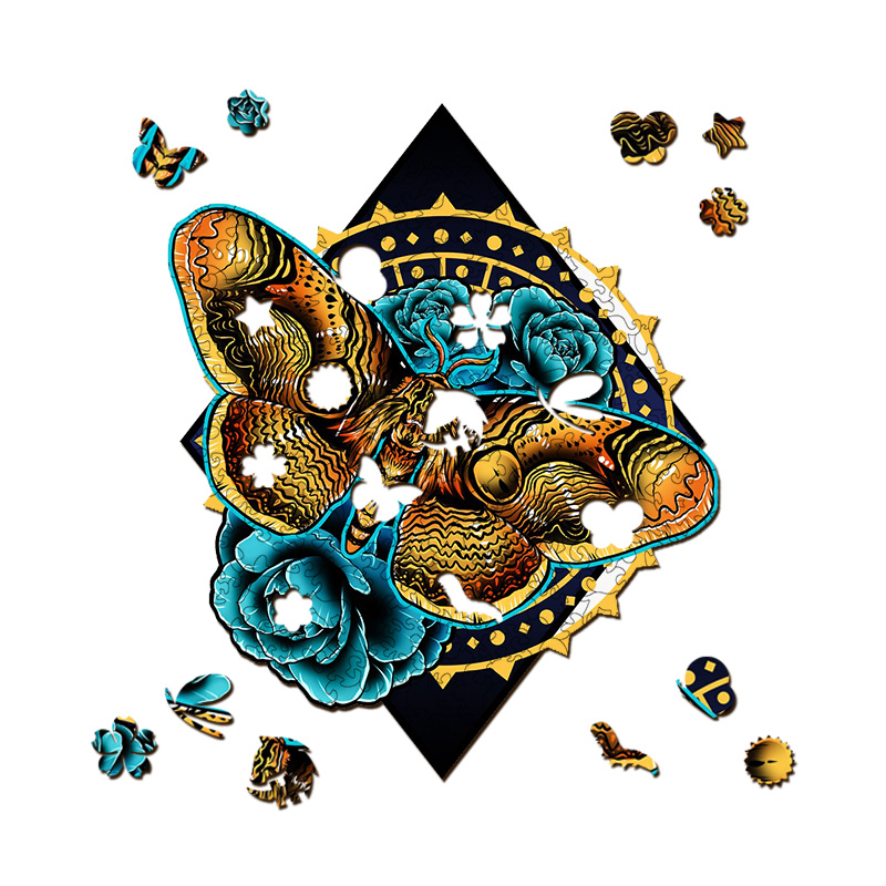 Wooden Jigsaw Puzzle For Adults - Galaxy Butterflies Yin Yang Design, 200 Pieces, 11.4x11.4"