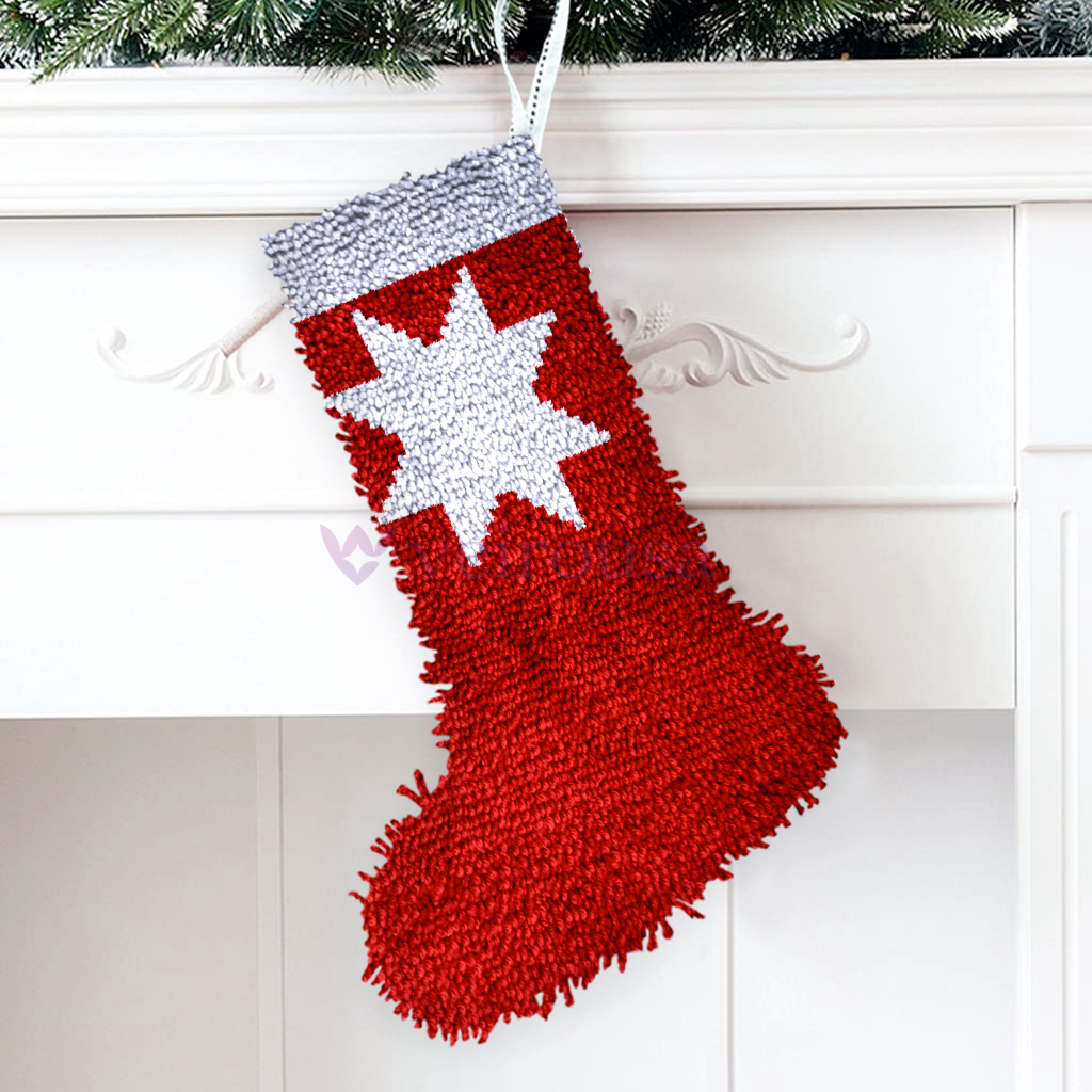 Star Christmas Stocking DIY Latch Hook Kits for Beginners