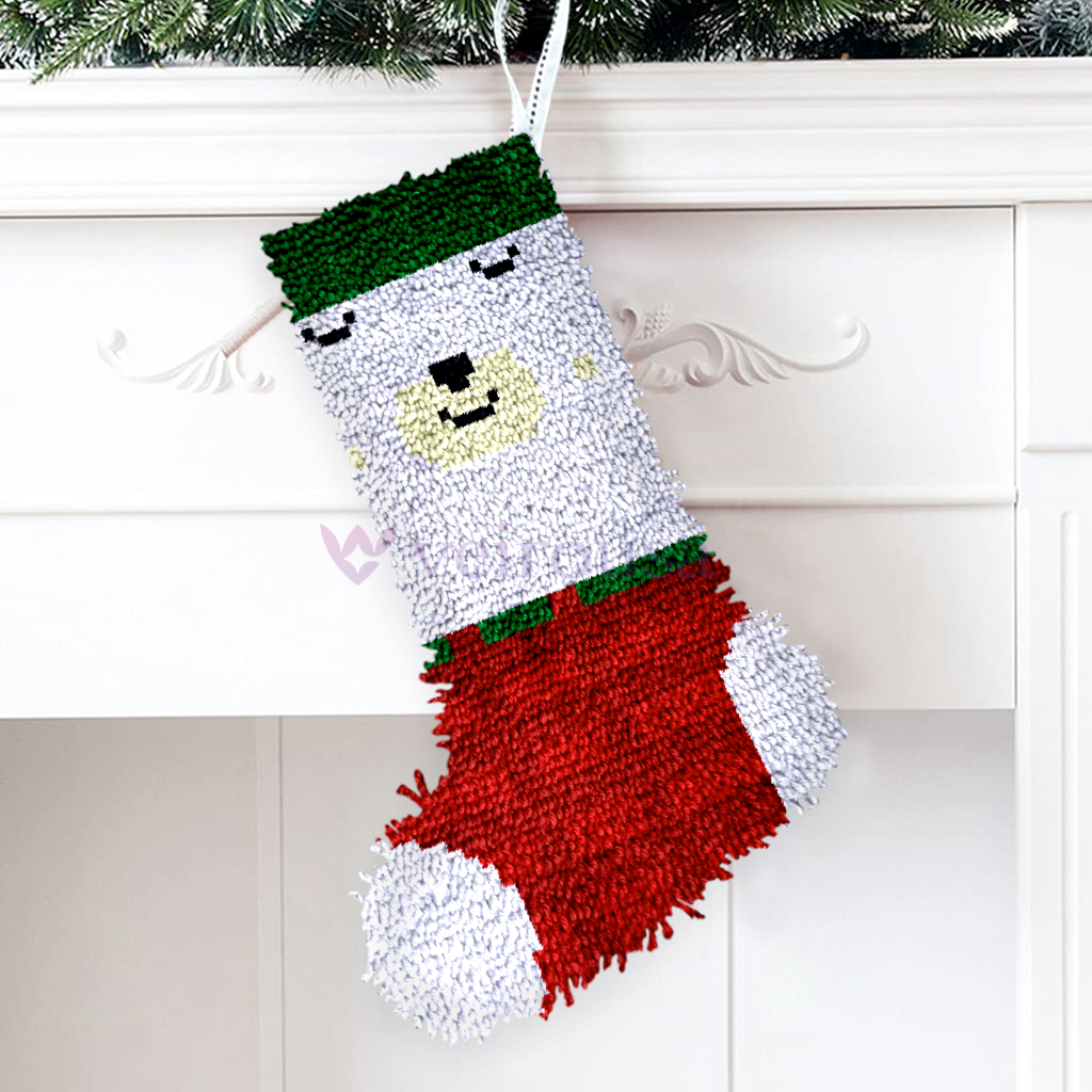 Bear Christmas Stocking DIY Latch Hook Kits for Beginners