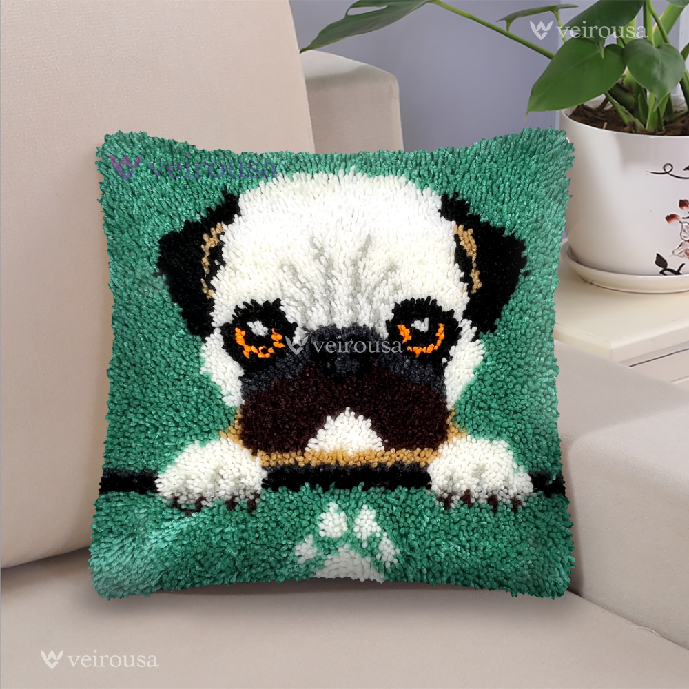 Pug Puppy - Latch Hook Pillow Kit