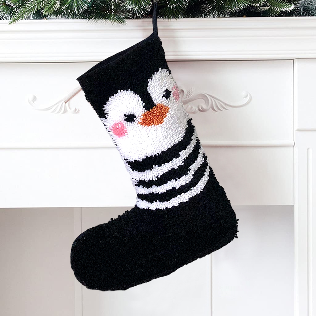 Name DIY Penguin Christmas Stocking Latch Hook Kits for Beginners