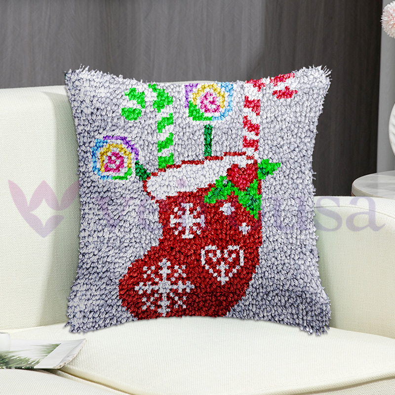 Christmas Stocking Pillowcase Latch Hook Kits for Adult, Beginner and Kid