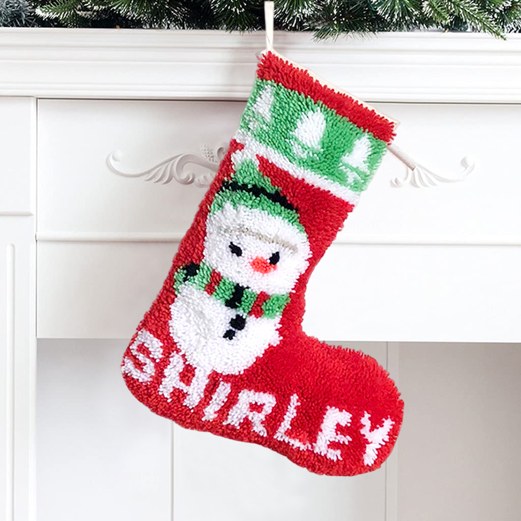 Snowman Christmas Stocking DIY Latch Hook Kits for Beginners