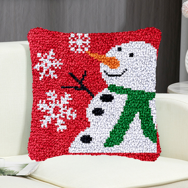 Snowflake Snowman Pillowcase Latch Hook Kit for Adult, Beginner and Kid
