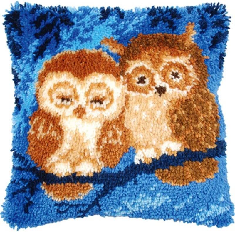 Two Owls Pillowcase Latch Hook Kits for Adult, Beginner and Kid