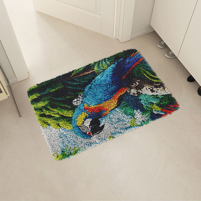 Handsome Parrot Latch Hook Rug Kit for Adult, Beginner and Kid