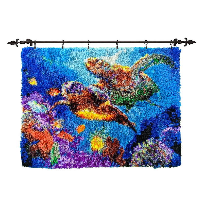 [Large Size] Two Sea Turtles swimming in the ocean - Latch Hook Rug Kit