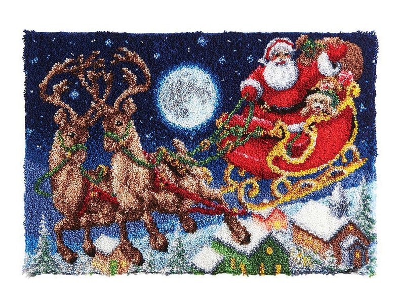 Oversize | Santa's Sleigh Ride Rug Latch Hook Kits for Beginner