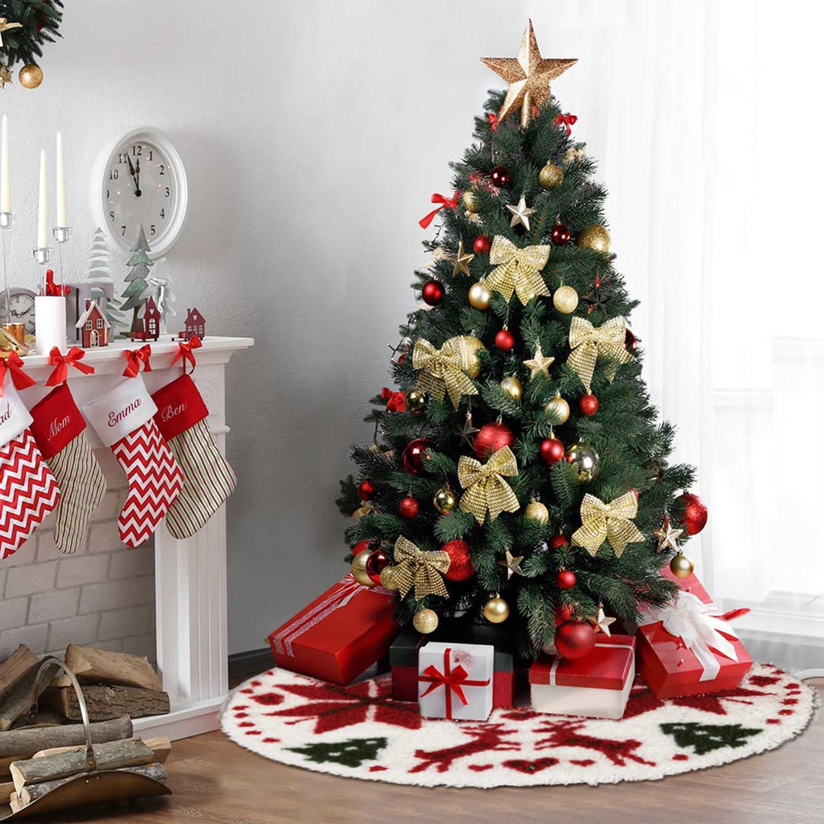 Deer Christmas Tree Skirts Latch Hook Kit for Beginner
