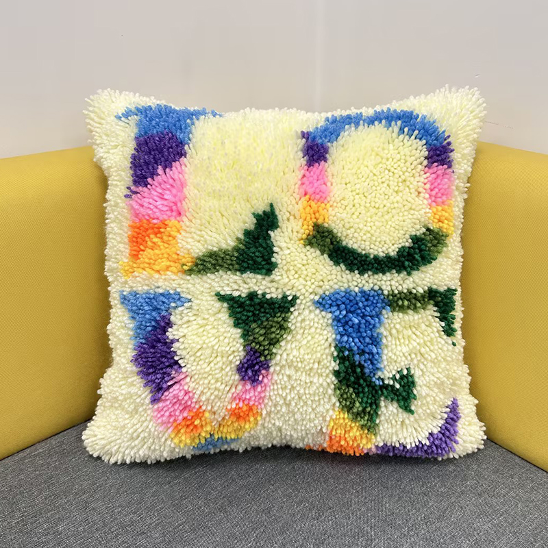 Colorful Love Latch Hook Pillow Kit for Adult, Beginner and Kid