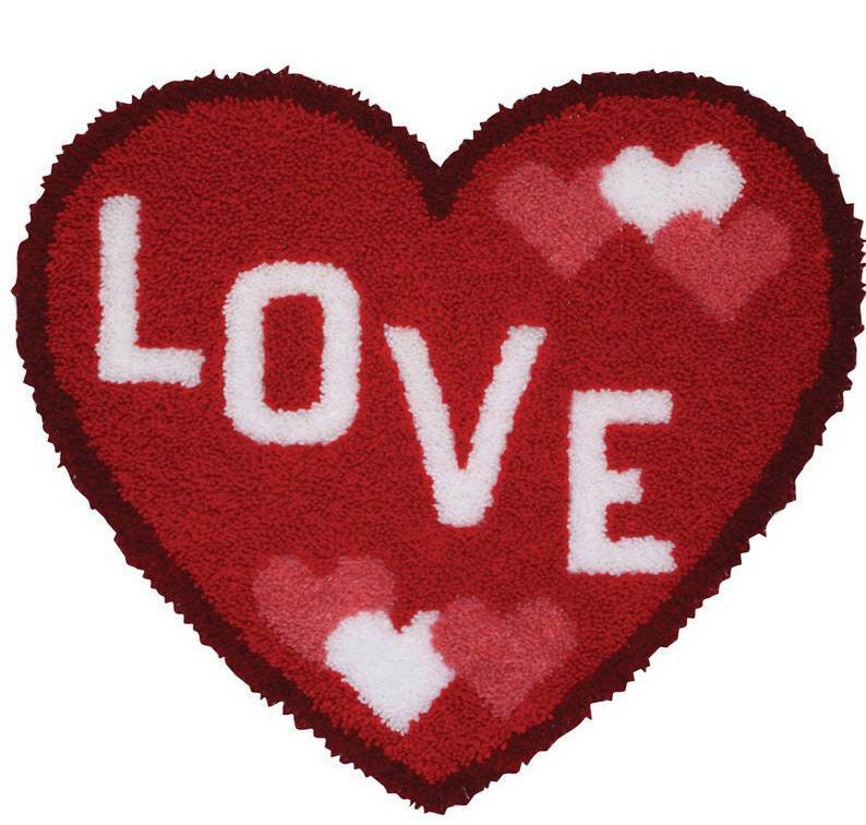 Love Heart-shaped Latch Hook Rug Kit for Adult, Beginner and Kid