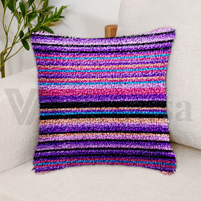 Strip Series Pillowcase Latch Hook Kits for Adult, Beginner and Kid