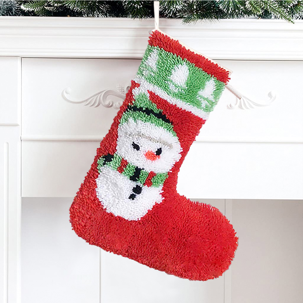 Snowman Christmas Stocking DIY Latch Hook Kits for Beginners
